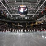 Minnesota Duluth players line up prior to taking on Nebraska Omaha on Saturday, Dec. 7, 2019, at Baxter Arena in Omaha. File / News Tribune
