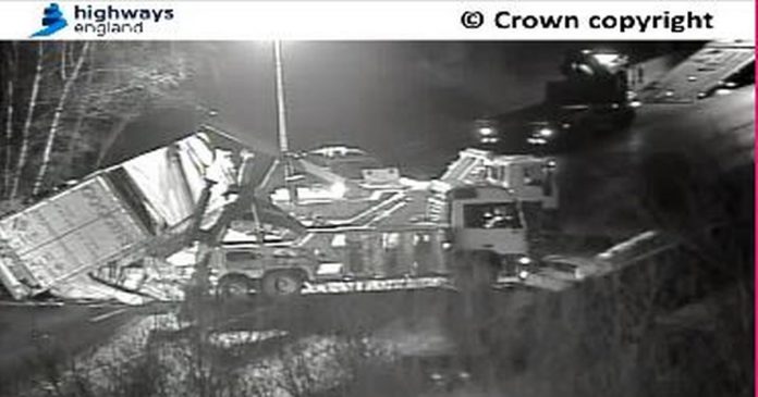 Scene of the clean-up operation on the M6